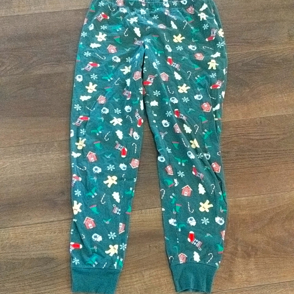 FAMILY PJs Womens Green Printed  Long Sleeve Cuffed Pants Pajamas M
